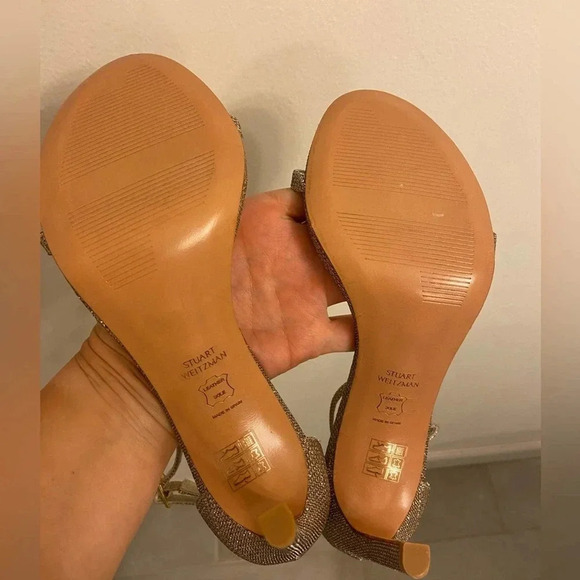 Stuart Weitzman Nudist Heels Metallic Size 9 - Picture 6 of 9